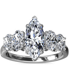 Graduated Oval Diamond Engagement Ring in Platinum (0.95 ct. tw.)